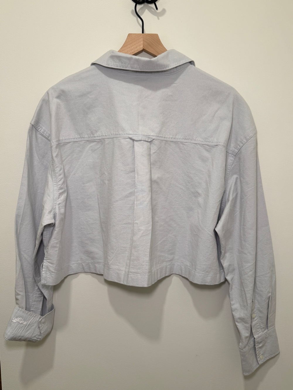 OFFLINE by Aerie Cropped Button-Up Shirt in Light Blue - Picture 2 of 5